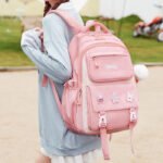 waterproof school bag Baby Pink - Image 2